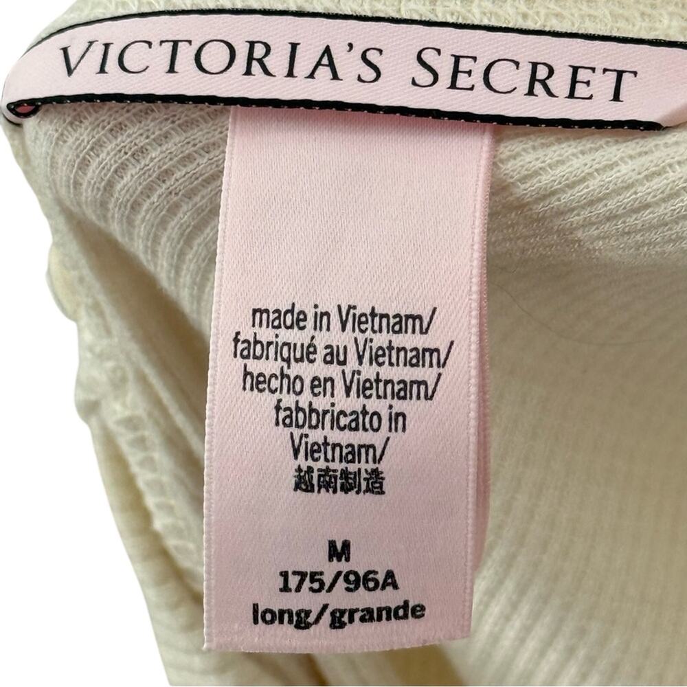Victoria’s Secret Glow Wide Leg Waffle Knit Jumpsuit Ivory Comfy Size Medium - Picture 7 of 9